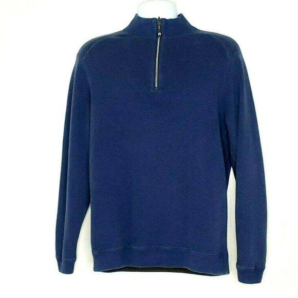 Tommy Bahama Men's Blue Pullover Sweater 1/4 Zipper Front Mock Neck - Picture 1 of 6